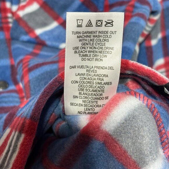 Quicksilver Shirt Youth Boys X-Small XS 5/6 Fleece Flannel Jacket Plaid Blue Red - Picture 4 of 5